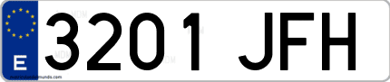 Ejemplo de matrícula de coche ordinaria 3201 JFH