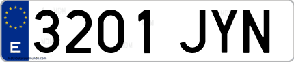 Ejemplo de matrícula de coche ordinaria 3201 JYN