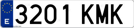 Ejemplo de matrícula de coche ordinaria 3201 KMK