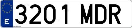 Ejemplo de matrícula española 3201 MDR