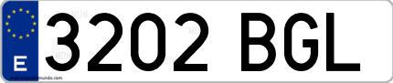 Ejemplo de matrícula de coche ordinaria 3202 BGL