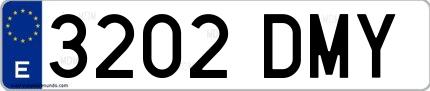 Ejemplo de matrícula española 3202 DMY