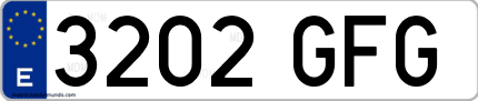 Ejemplo de matrícula de coche ordinaria 3202 GFG
