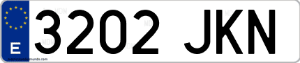 Ejemplo de matrícula de coche ordinaria 3202 JKN
