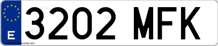 Ejemplo de matrícula de coche ordinaria 3202 MFK