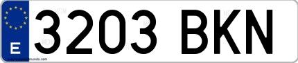 Ejemplo de matrícula española 3203 BKN