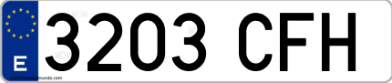 Ejemplo de matrícula de coche ordinaria 3203 CFH