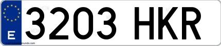 Ejemplo de matrícula española 3203 HKR