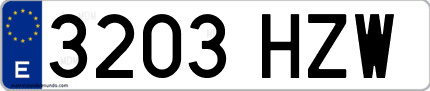 Ejemplo de matrícula de coche ordinaria 3203 HZW