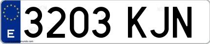 Ejemplo de matrícula española 3203 KJN