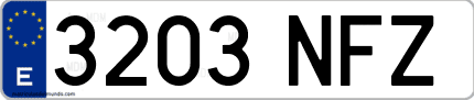 Ejemplo de matrícula de coche ordinaria 3203 NFZ