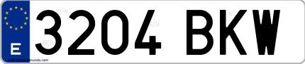 Ejemplo de matrícula española 3204 BKW