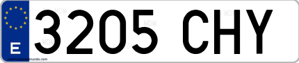 Ejemplo de matrícula de coche ordinaria 3205 CHY