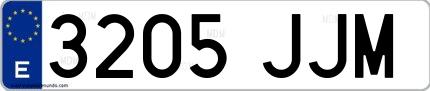 Ejemplo de matrícula española 3205 JJM