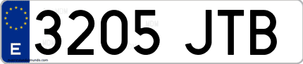 Ejemplo de matrícula de coche ordinaria 3205 JTB