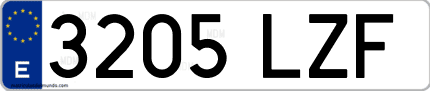 Ejemplo de matrícula de coche ordinaria 3205 LZF