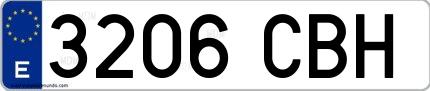 Ejemplo de matrícula española 3206 CBH