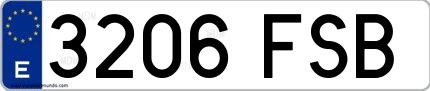 Ejemplo de matrícula española 3206 FSB