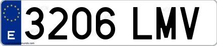 Ejemplo de matrícula española 3206 LMV