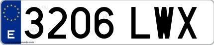 Ejemplo de matrícula española 3206 LWX