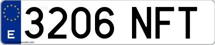 Ejemplo de matrícula española 3206 NFT