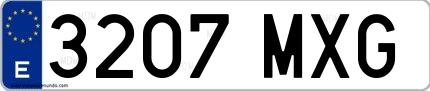 Ejemplo de matrícula española 3207 MXG