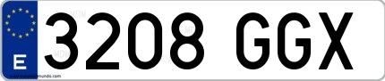 Ejemplo de matrícula española 3208 GGX