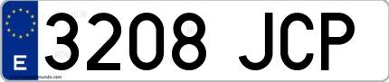 Ejemplo de matrícula española 3208 JCP