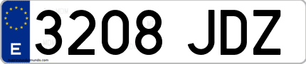 Ejemplo de matrícula de coche ordinaria 3208 JDZ
