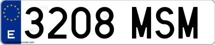 Ejemplo de matrícula española 3208 MSM