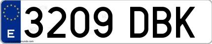 Ejemplo de matrícula española 3209 DBK