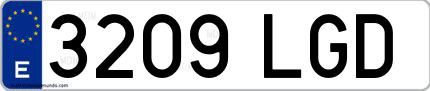 Ejemplo de matrícula española 3209 LGD