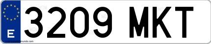 Ejemplo de matrícula española 3209 MKT