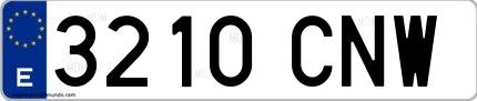 Ejemplo de matrícula española 3210 CNW