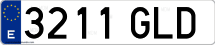 Ejemplo de matrícula de coche ordinaria 3211 GLD