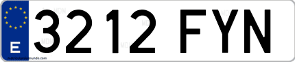 Ejemplo de matrícula de coche ordinaria 3212 FYN