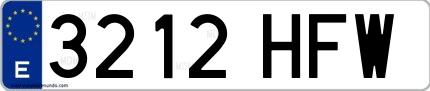 Ejemplo de matrícula española 3212 HFW