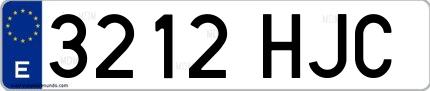Ejemplo de matrícula española 3212 HJC