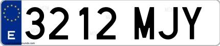 Ejemplo de matrícula española 3212 MJY