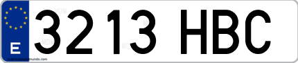 Ejemplo de matrícula de coche ordinaria 3213 HBC