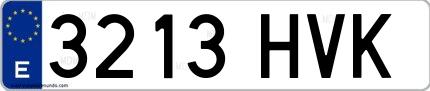 Ejemplo de matrícula española 3213 HVK
