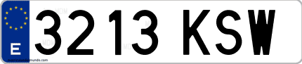 Ejemplo de matrícula de coche ordinaria 3213 KSW