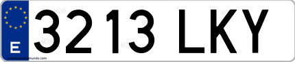Ejemplo de matrícula de coche ordinaria 3213 LKY