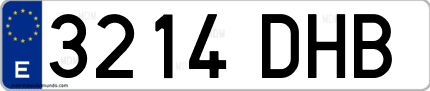Ejemplo de matrícula de coche ordinaria 3214 DHB