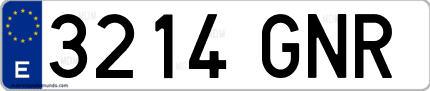 Ejemplo de matrícula de coche ordinaria 3214 GNR