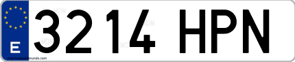 Ejemplo de matrícula de coche ordinaria 3214 HPN