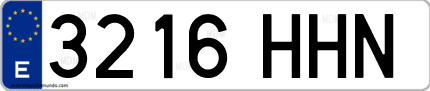 Ejemplo de matrícula de coche ordinaria 3216 HHN