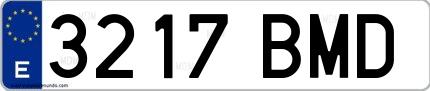 Ejemplo de matrícula española 3217 BMD