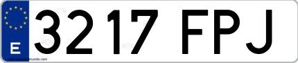 Ejemplo de matrícula española 3217 FPJ