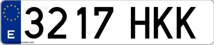 Ejemplo de matrícula española 3217 HKK
